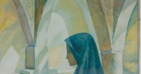 التشكيليون ورمضان.. عز الدين نجيب يصور امرأة بمسجد فى لوحة “الصلاة”